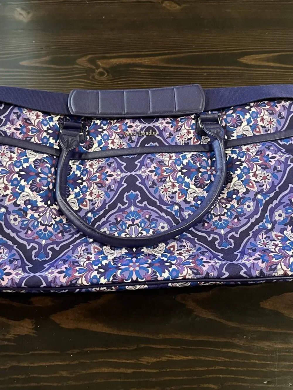 Vera Bradley 2 Piece Travel Set Purple Medallion Weekender Duffel Hanging Organi